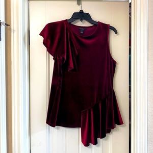 Halogen burgundy velour top